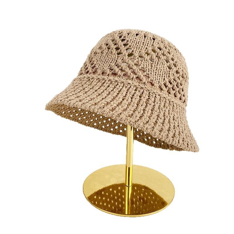 Japanese-style crochet straw hat for women, summer breathable thin sun protection hat, versatile for a natural look, makes the face appear smaller,