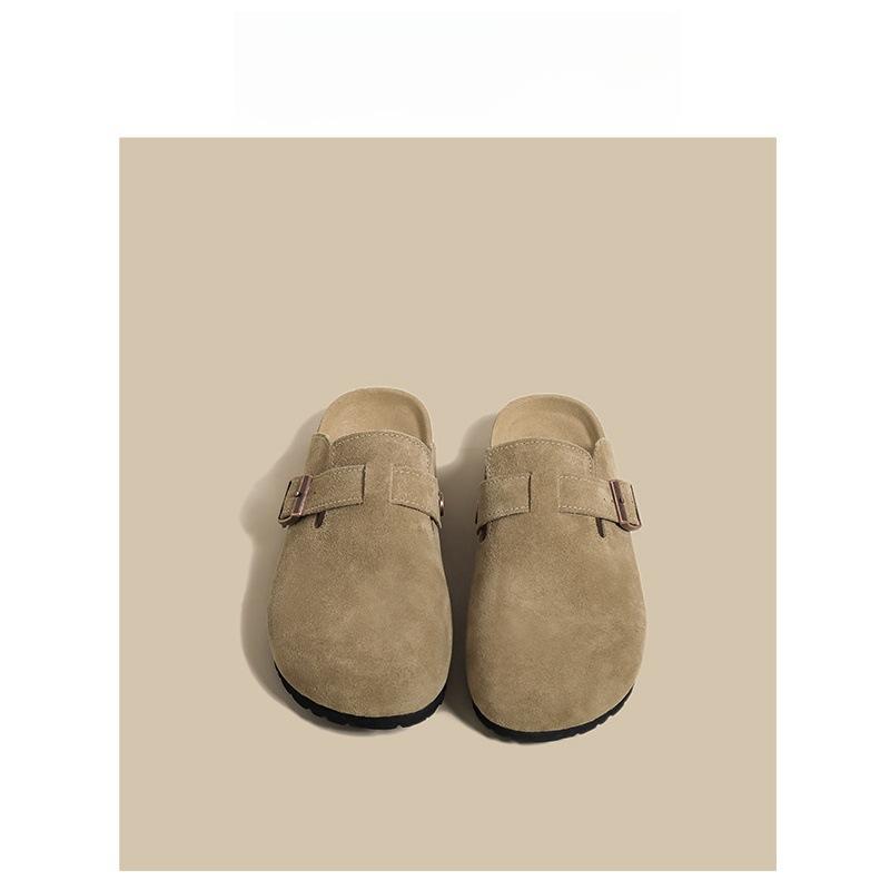 Soft leather version~ Boken shoes platform slippers women's spring and autumn 2025 new outer wear fishing half slippers Boken shoes