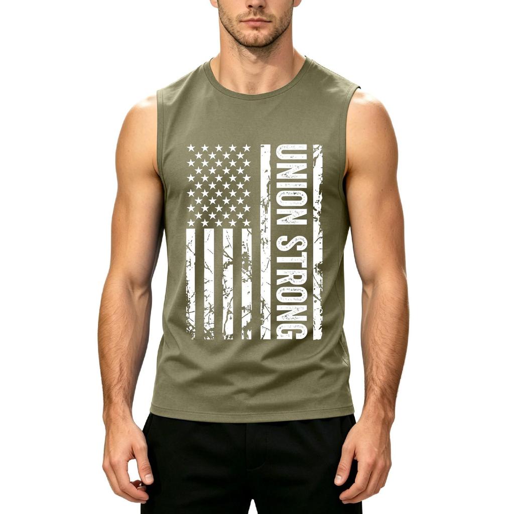 Men's Sleeveless Casual Tank Top Muscle Shirt Printed Graphic Crew Neck Summer Workout Gym Apparel for Outdoor Activities
