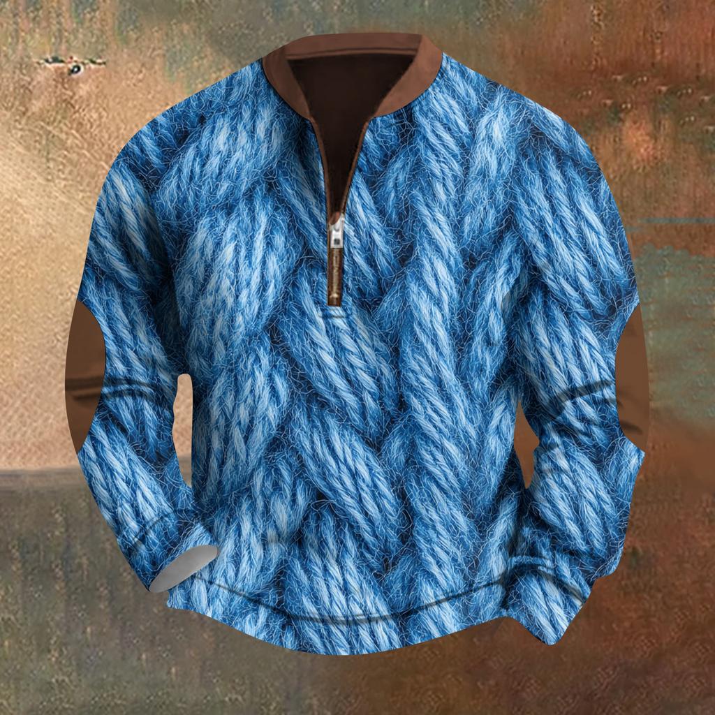 Męska bluza retro casual z nadrukiem gradientowym