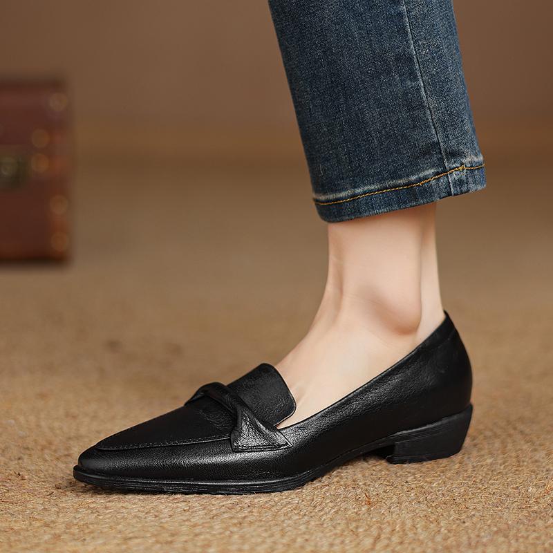 Mode Loafers Damen Pumps 2025 Neu Frühling Spitzschuh Slipper Damenschuhe Echtes Leder Niedrigabsatzschuhe Damen Street Fashion Schuhe