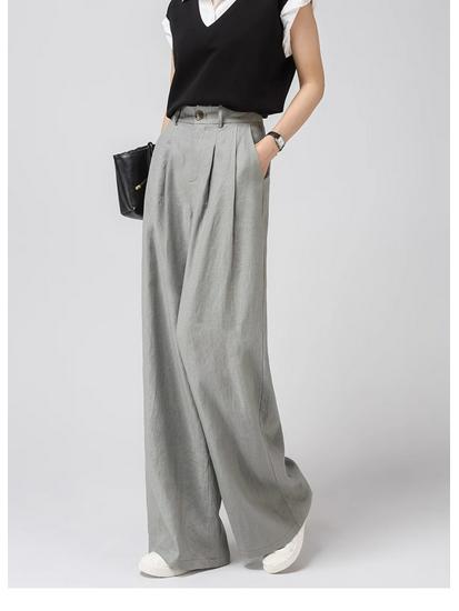 Women's 100% Linen Wide-Leg High-Waisted Loose Trousers, Summer 2026 Collection