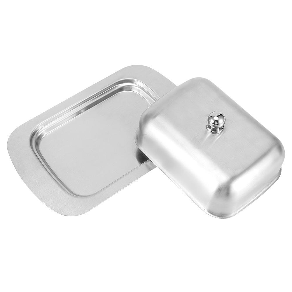 Butter Dish Stainless Steel Dessert Bowl Cheese Bread Box W Handle Cover Kitchen Accessories