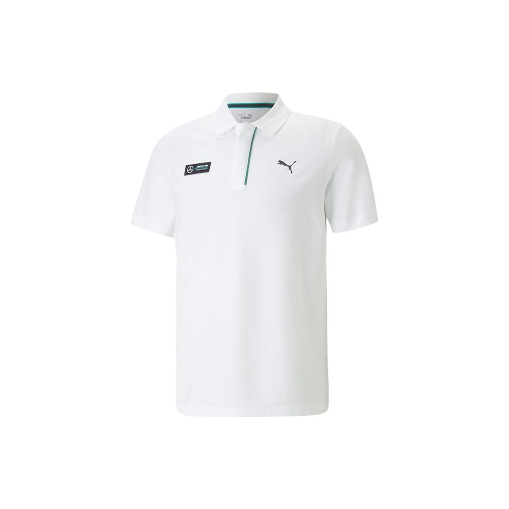 Puma X Mercedes-Benz Logo Print Short Sleeve Polo Shirt Men Polo Shirts White 538478-03