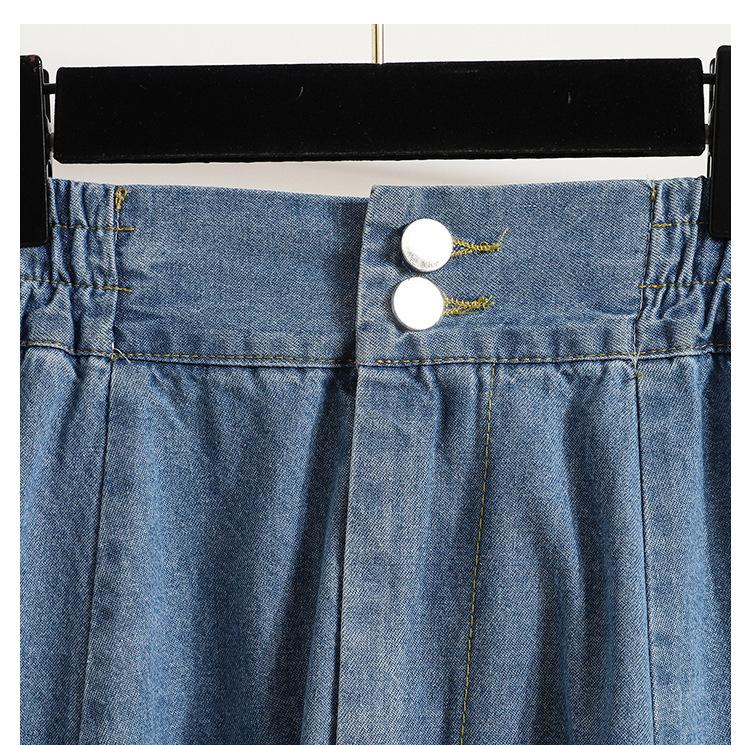 Damen Lockerer Jeansrock Frühling Koreanische Mode Mittellang Lässig Hohe Taille Rock