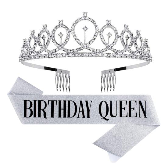 Crown Headband with Ribbon Shiny Rhinestones Headpiece Lightweight Design Stunning Sparkling Ribbon Feminine Slogans