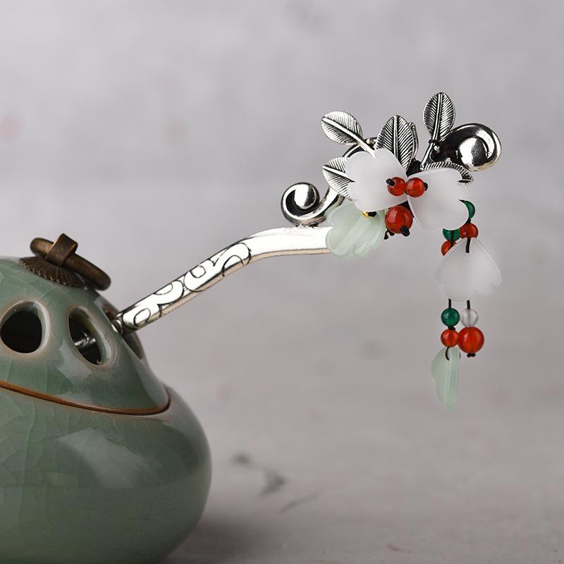 Temperament Leaves and Flowers Ancient Silver-alloy Hairpin