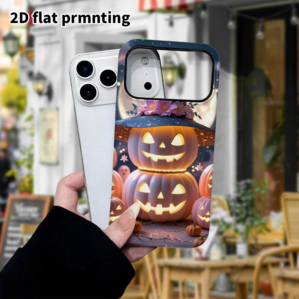 Phone Case: 2D Flat Design Suitable for iPhone 18 17 16 15 14 13 Pro Film Protective Case, Couple Style, Pumpkin Lamp, Christmas and Halloween Gift