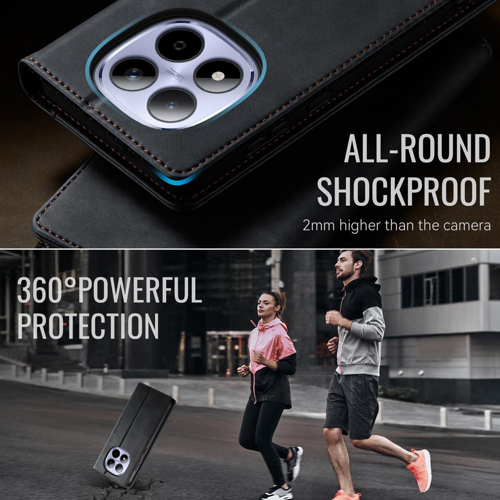 Dla Xiaomi Redmi Note 15 Pro 4G (Światowy) Etui CASEME Seria 033 Portfel blokujący RFID Stojak Skóra cielęca Tekstura Skórzane etui na telefon
