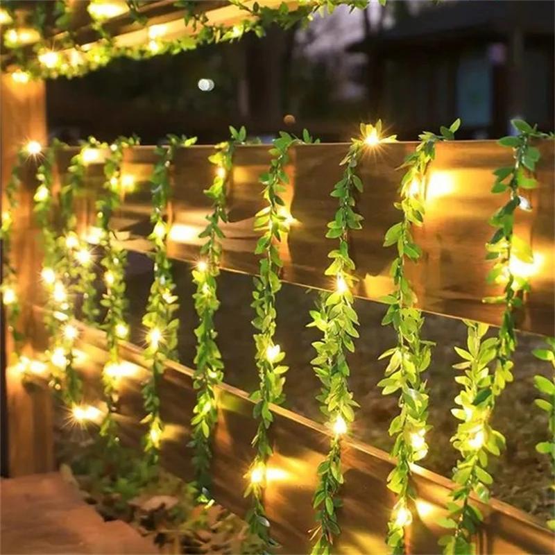 

2-10 м искусственная зеленая лиана плюща со светодиодными лампами для домашнего декора спальни свадебная светящаяся искусственная гирлянда из растений домашний декор 2M 20LEDS