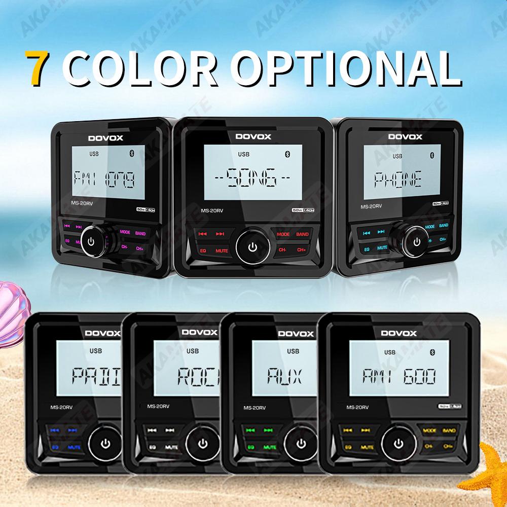 Boat Radio System Media Player Square Marine Radio /Speaker /FM AM Antenna Waterproof Bluetooth MP3 Radio for RV ATV UTV SPA RZR