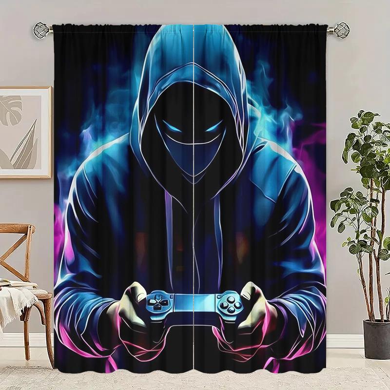

2 шт. - Темные шторы из полиэстера для геймеров, шторы с кулиской, ванная комната, спальня, гостиная, украшение домашней комнаты 29Wx64L(75x166CM)x2