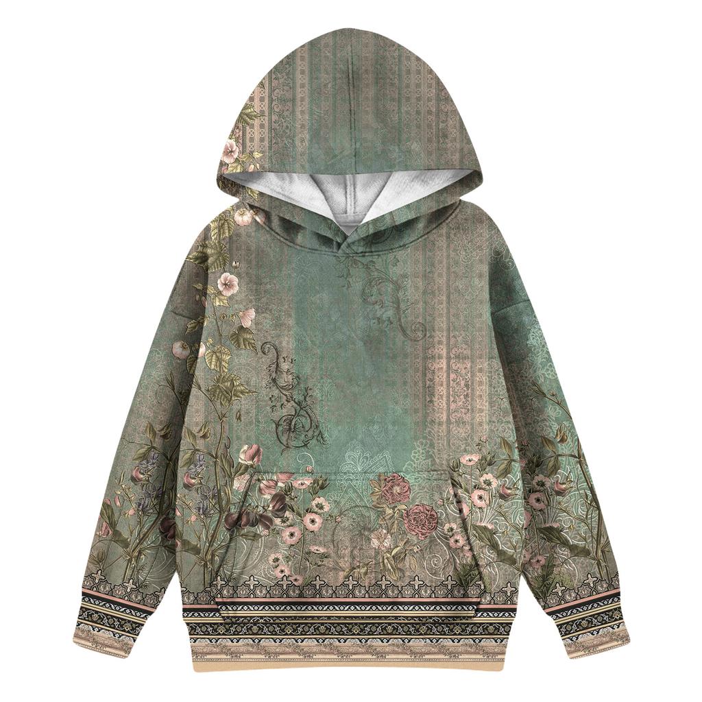 Dívčí mikina s kapucí a batikovaným vzorem - Pulovr s potiskem