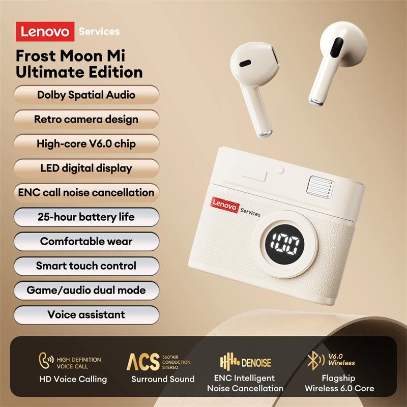 Nová bezdrátová Bluetooth 6.0 sluchátka Lenovo LE218 TWS Stereo ENC potlačení hluku Subwoofer Sportovní Herní Hudební Headset Nízká latence HD hovory s mikrofonem