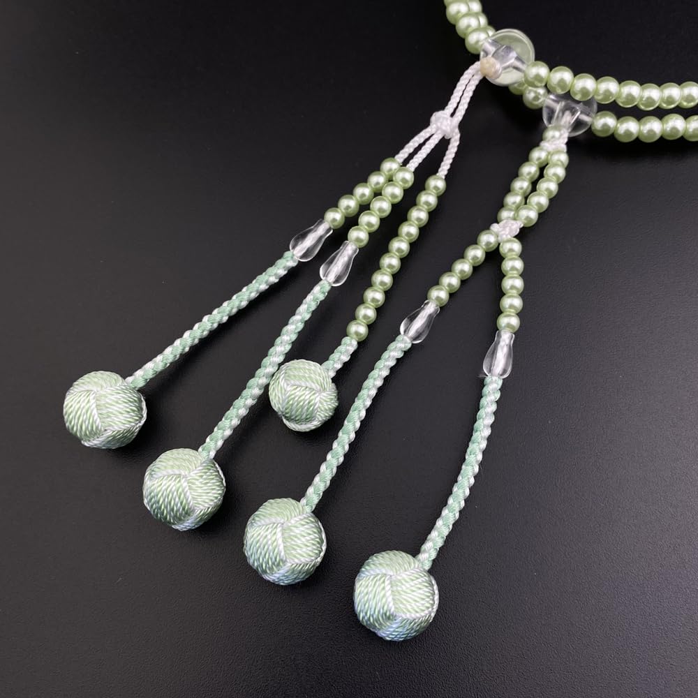 Myorenka Soka Gakkai Gebetsperlen für Frauen und Kleine PC Grüne Acryl Temari SGI Gebetsperlen Kinder, 8 Zoll, Größe, Perle, Kristall, Zweifarbig