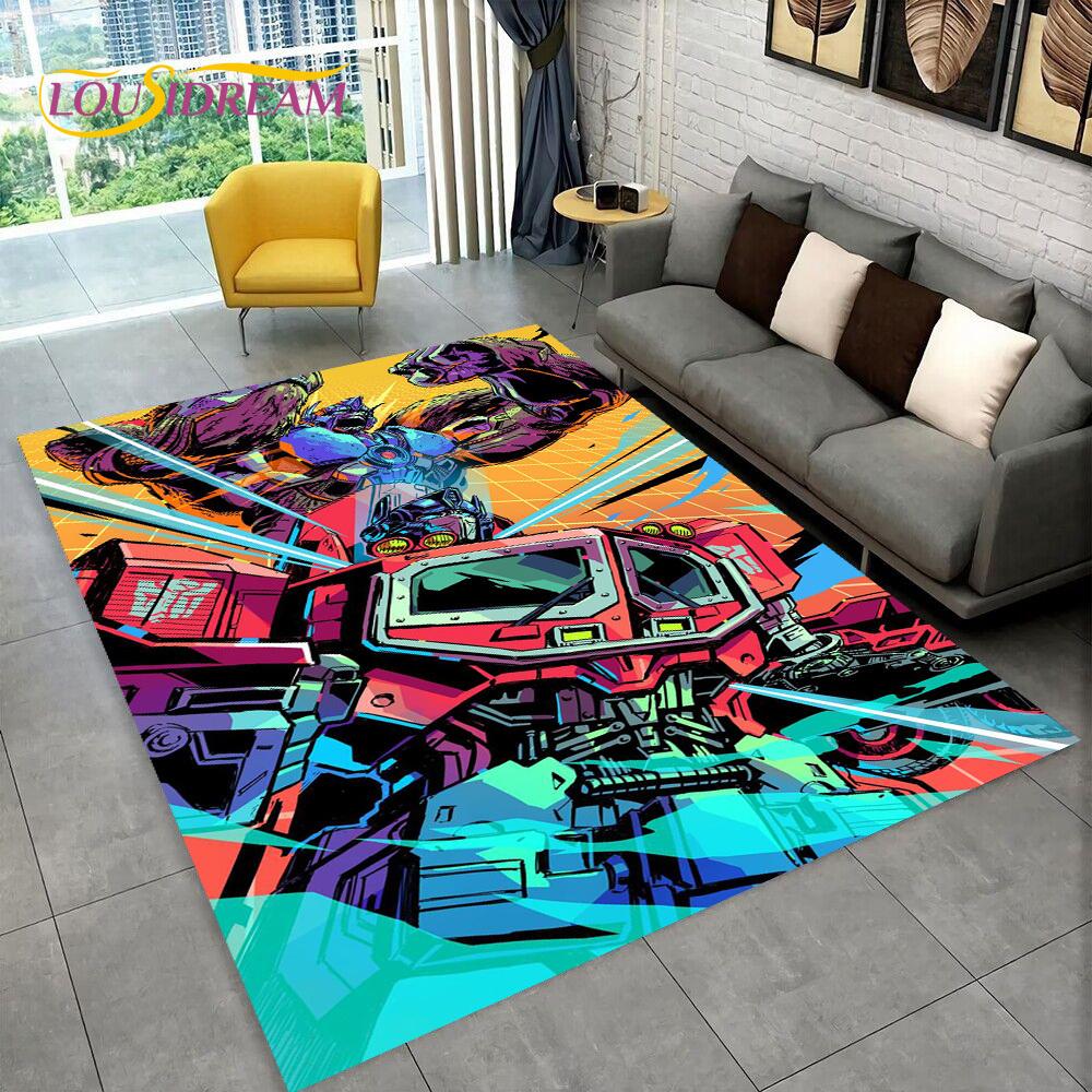 3D Transformers Cartoon Autobots Teppich für Zuhause Wohnzimmer Schlafzimmer Sofa Fußmatte Dekoration, Kinderzimmer Teppich Rutschfeste Bodenmatte Geschenk