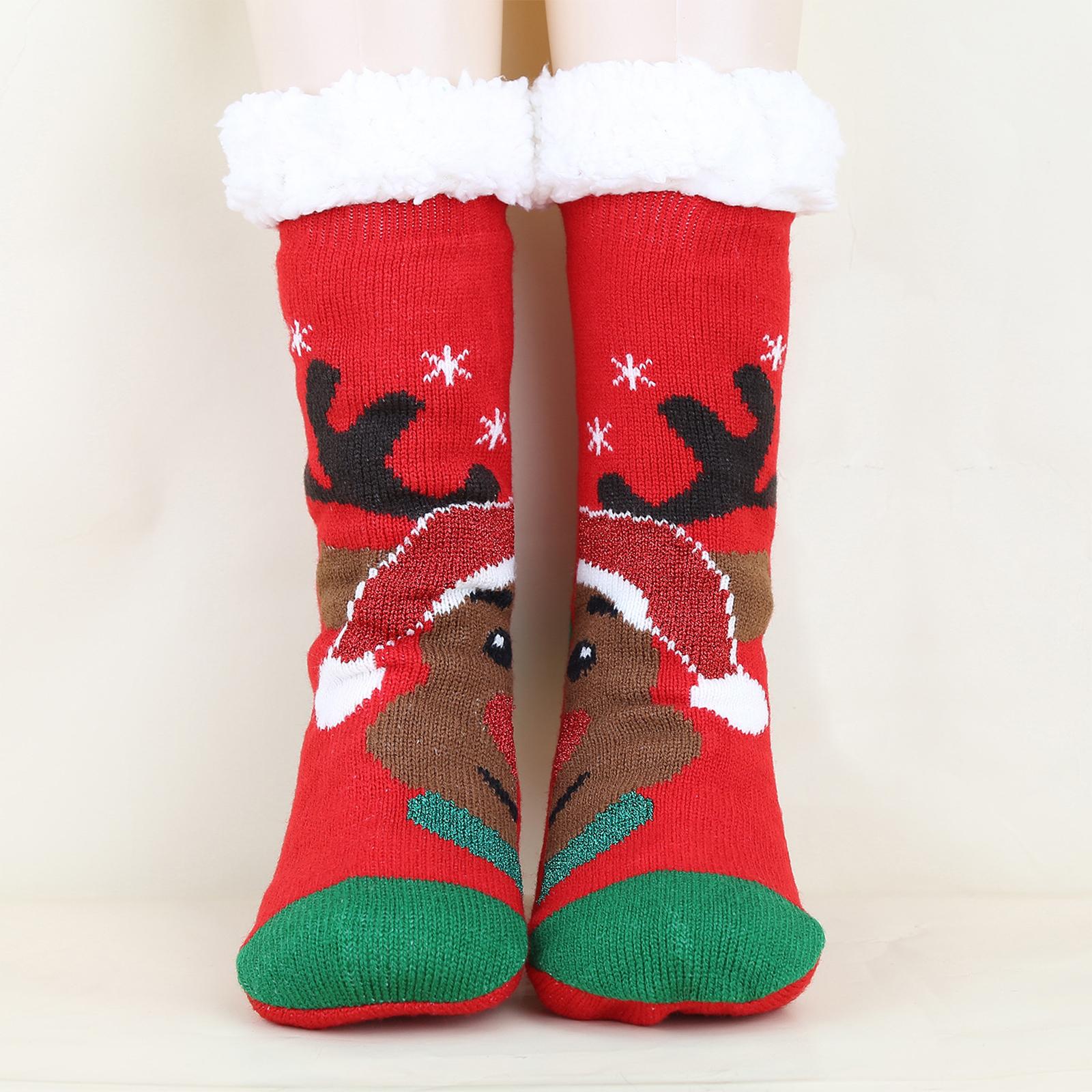

Women s Christmas Socks Floor Socks Snow Boots Thickened Fleece Home Sleep Socks Carpet Sock Covers One Size
