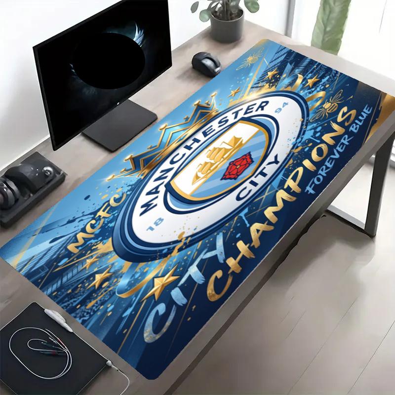 Manchester City FC Print Mouse Pad, Anti‑Slip Desktop keyboard Mat, for PC Laptop Gaming Working Daily Use, Cool Festival Birthday Gift