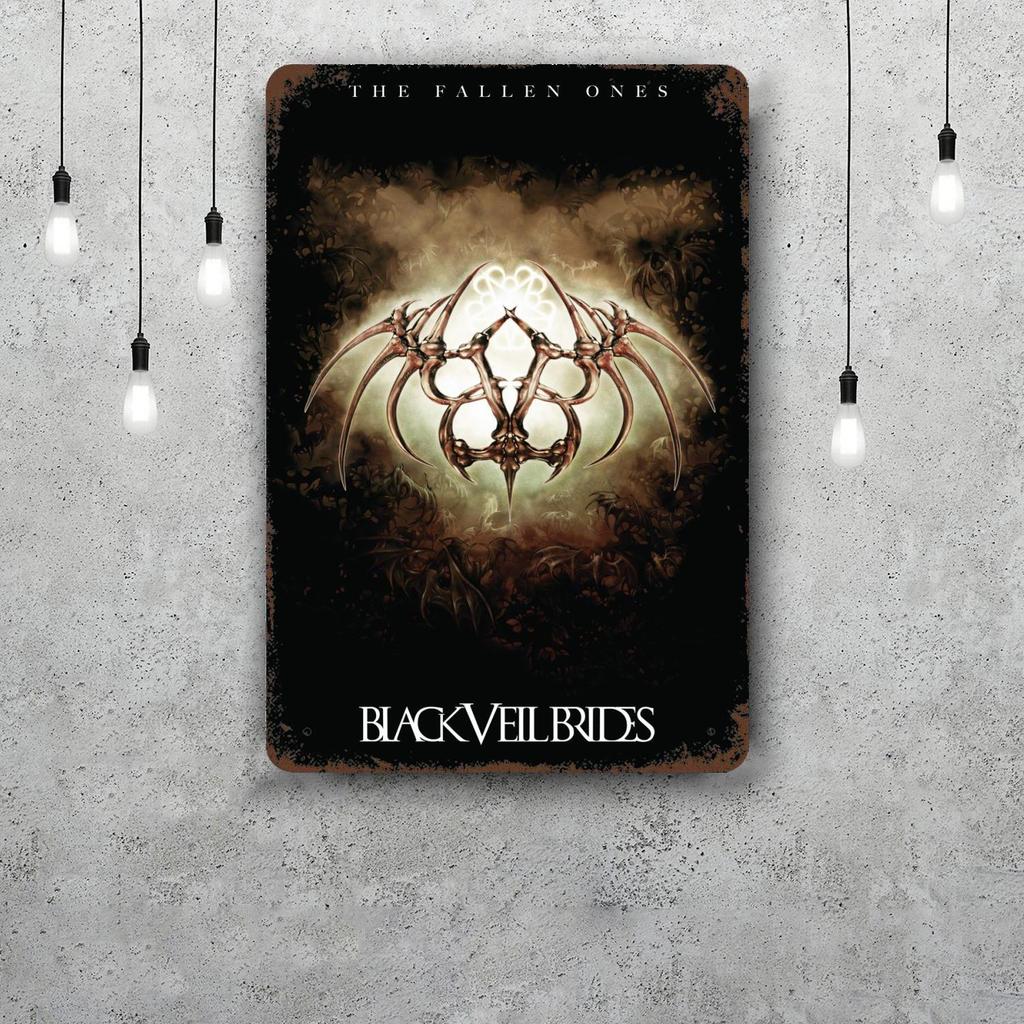 Poster Decorativo Black Veil Brides Segno di Latta Vintage Segno Metallico Placca Decorativa per Pub Bar Man Cave Club Decorazione Murale
