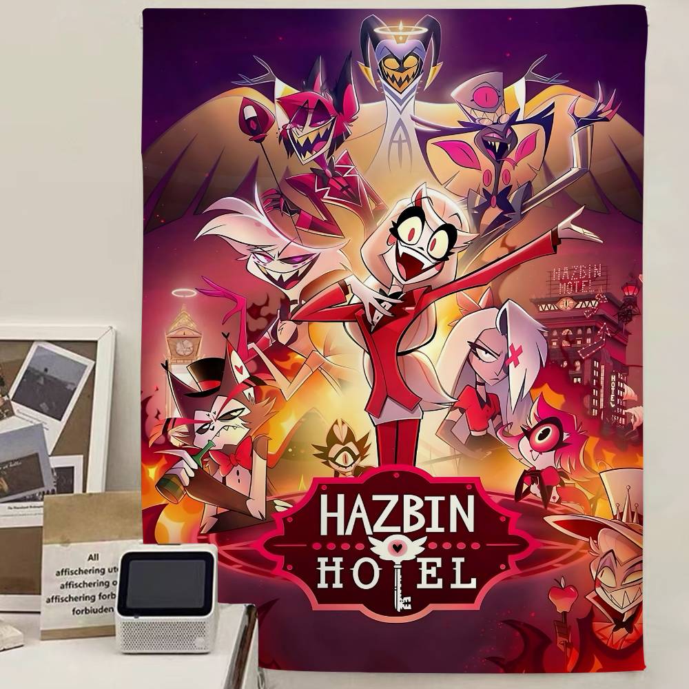 

HHazbin Cartoon Hotel Printed Large Wall Tapestry Hanging Tarot Hippie Wall Rugs Dorm Home Decor 74x94cm(29x37in)