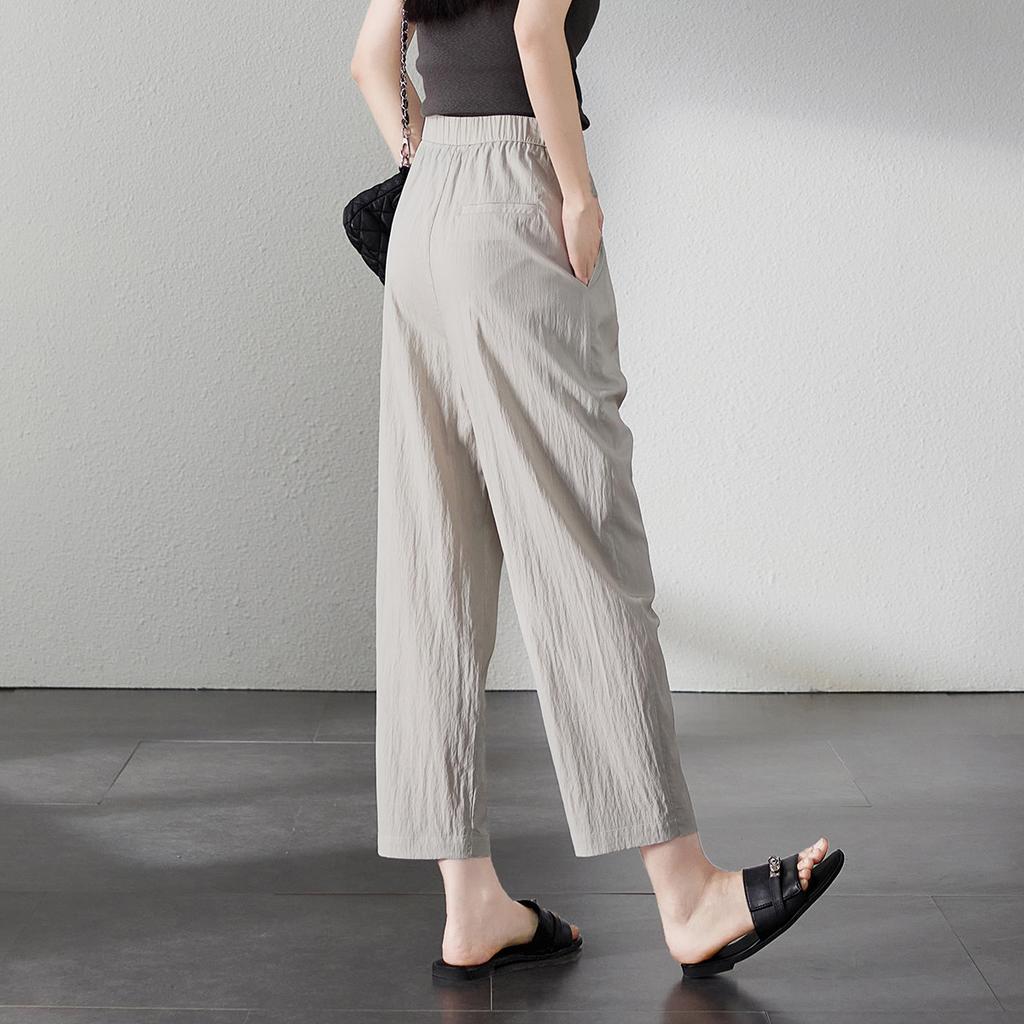Wrinkle Feel Lyocell Thin Haren Pants Women's 2025 Summer Fashion Loose and Versatile Show Thin Casual Pants