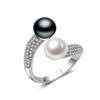 Double Pearl Rings Women Daughter Gift Bridal Black Pearl Ring