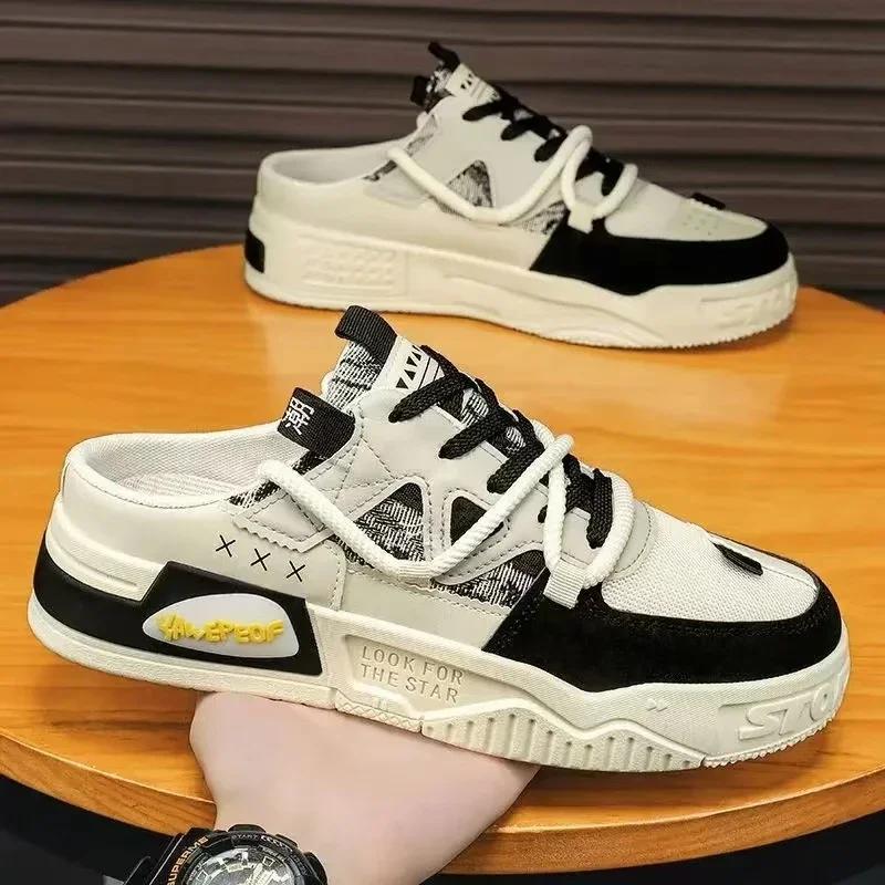 Men's Half Slippers New Breathable and Versatile Casual Board Shoes Fashionable Thick Soled Comfortable Sports Shoes
