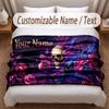 Skull Gothic Theme Soft Blanket Personalized Custom Name Text Print Warm Blanket Home Sofa Bedroom Decor