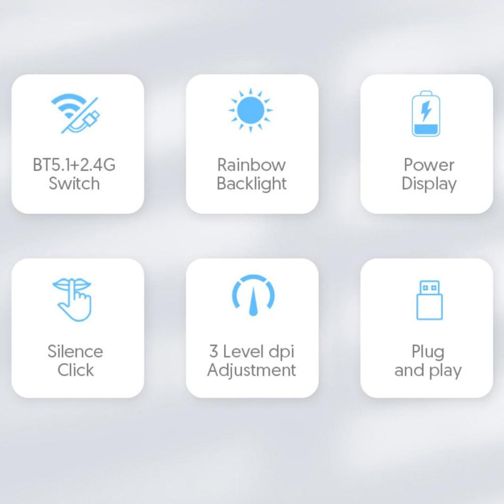 Bezdrátová myš Bluetooth Power Display Svítící nízkošumová ergonomická dobíjecí myš pro domácí kancelářskou hru