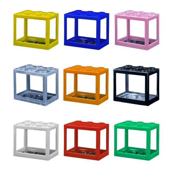 Mini Betta Fish Tank Stackable Building Block Tiny Aquarium Fish Bowl Clear Visible Rectangular Small Shrimp Fish Cube Tank Decoration