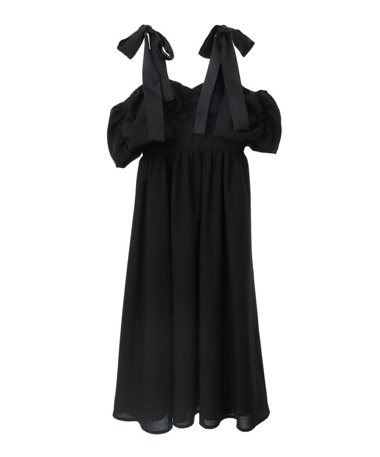 

Music Casual Ribbon Shoulder Black [Earth & Ecology] Dress, Off-the-shoulder Dress, Women s, чёрный