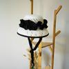 French Elegant Retro White Hepburn Fungus Lace-Up Bell-Shaped Basin Hat Woven Straw Hat Women'S Summer Vacation Fisherman'S Top Hat