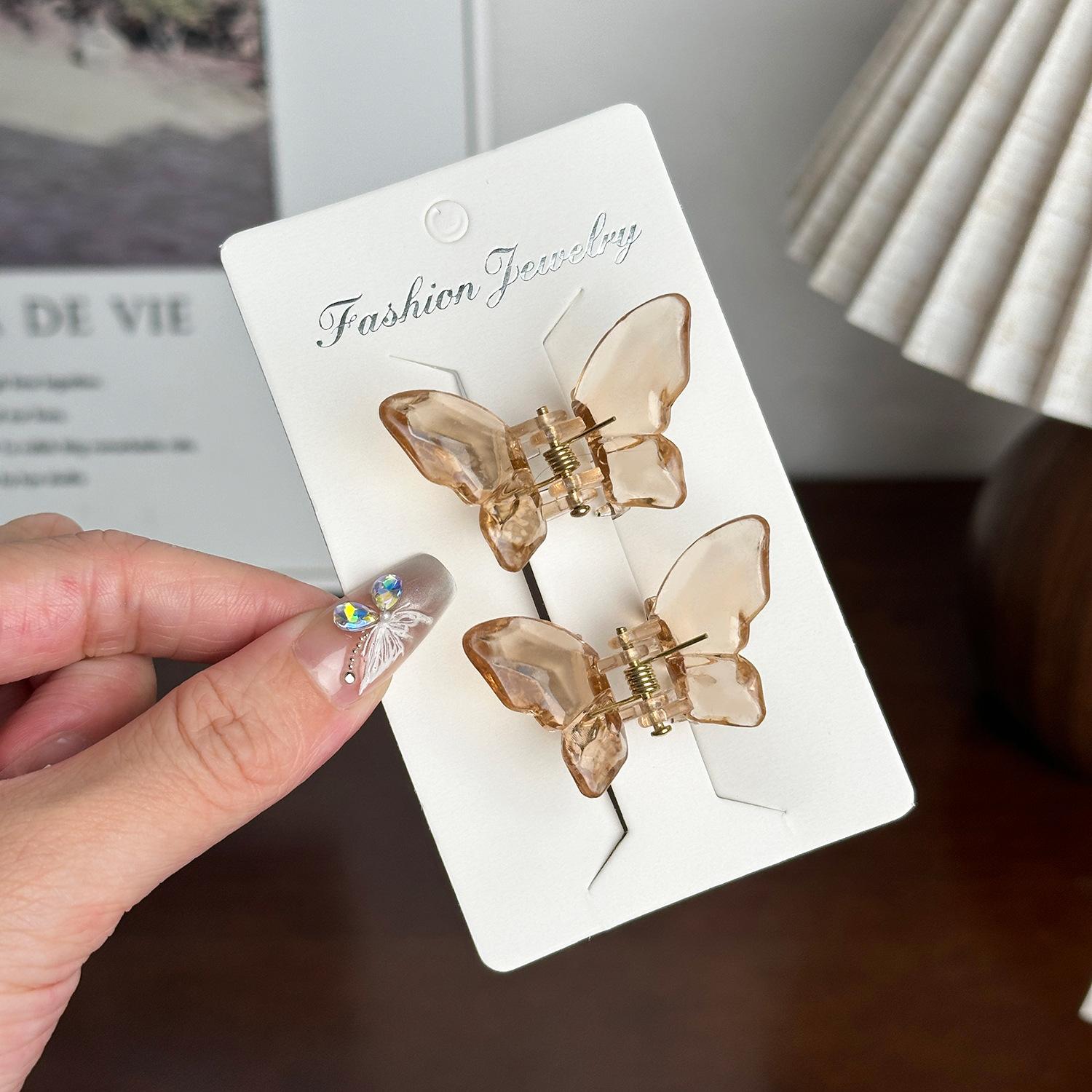 

Прозрачная Красочная Премиальная Заколка-Бабочка Универсальный Аксессуар для Волос для Женщин Brown2.6cm