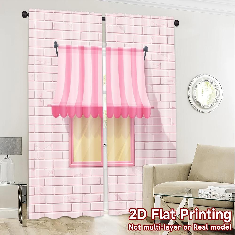 2pcs   2D FLAT PRINTING Curtains (Without Rod) PinkCanopyWall Chic Curtains Semi-Sheer Curtains Decorations Inside Suitable for