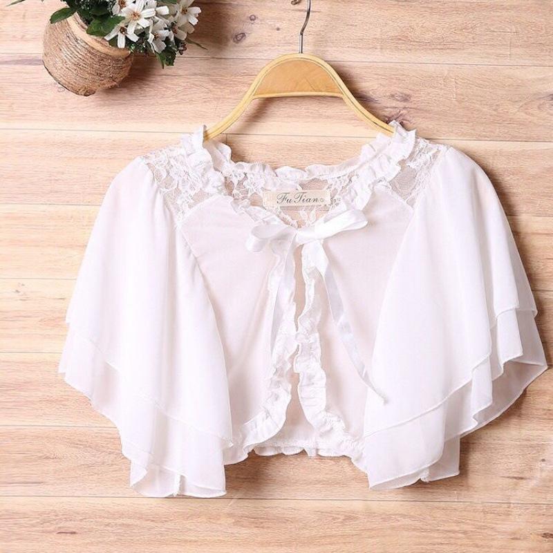 Women's Plus Size Chiffon Shawl Jacket - Short Sleeve Cardigan with Sun Protection