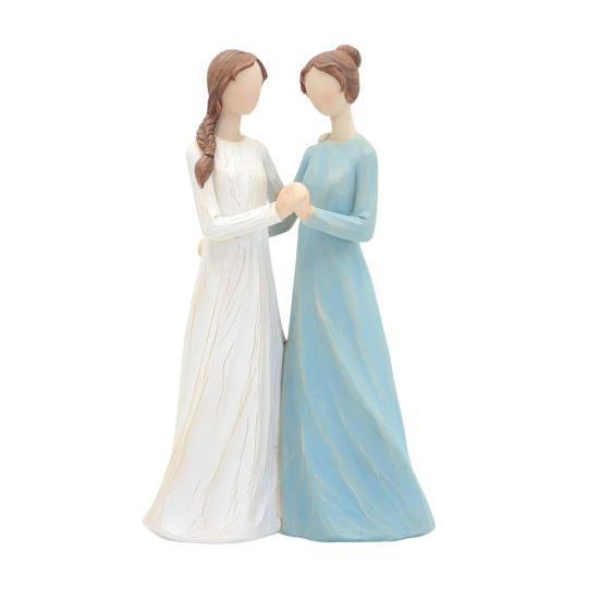 Hand-painted Sister Figurine Best Friends Resin Statue Sculpture Home Office Bookshelf Desktop Decoration Ornament Celebrating Friendship Gift