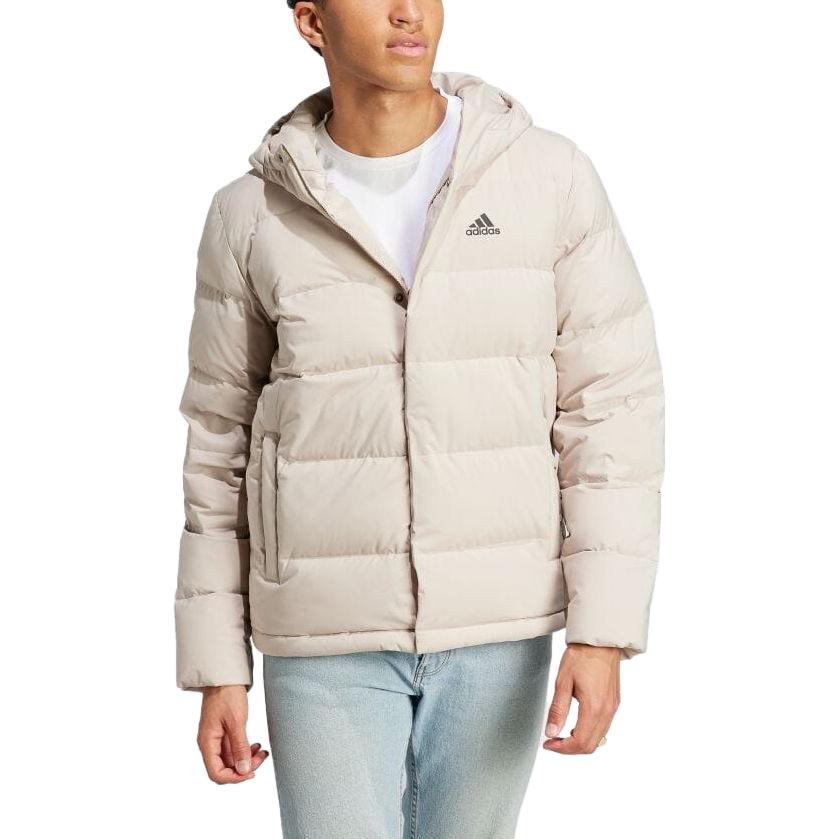 Adidas Solid Color Hooded Long Sleeve Down Jacket With Side Zipper Men Jackets Off-White HY3934