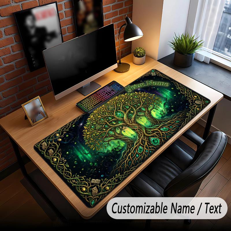 Tree of Life Theme Custom Mouse Pad Personalized With Name Text Customized Desk Mat For Office Home Decor