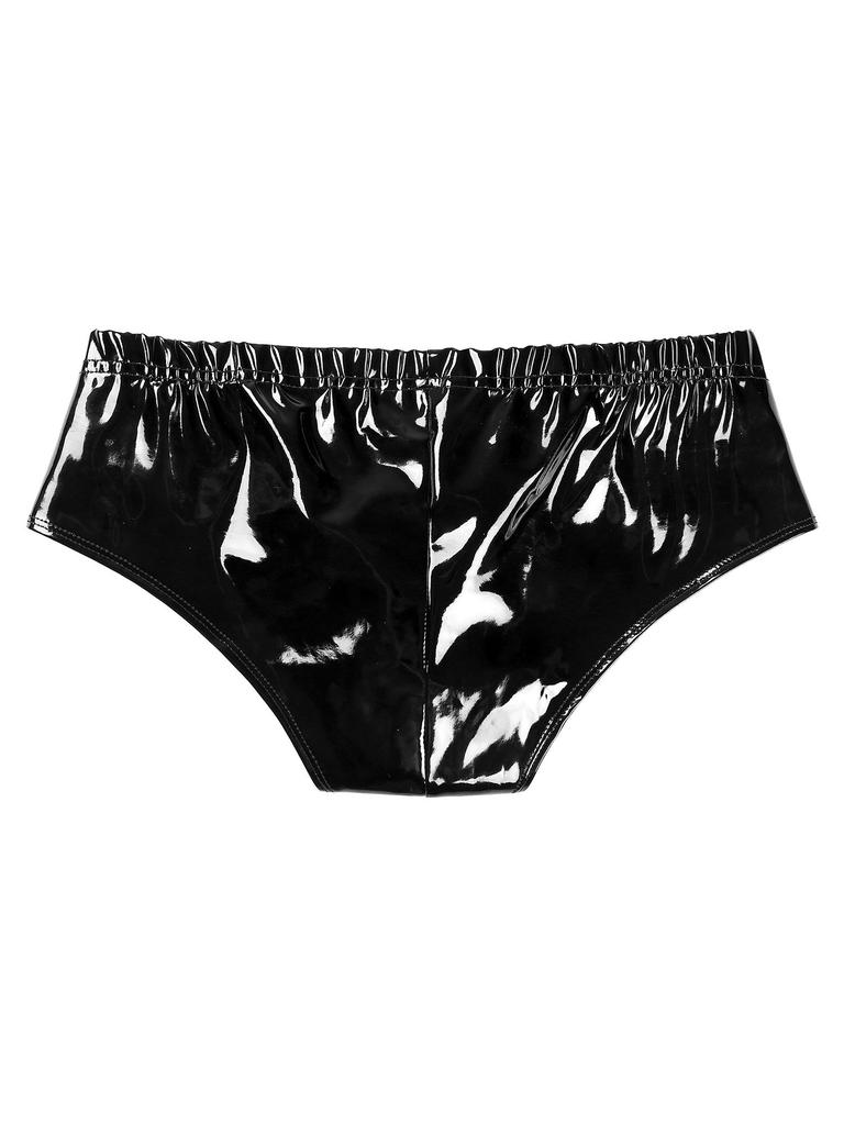Men Low Rise Bikini Briefs Swim Trunks Metallic Shiny Bulge Pouch Panties Underwear Hot Pants