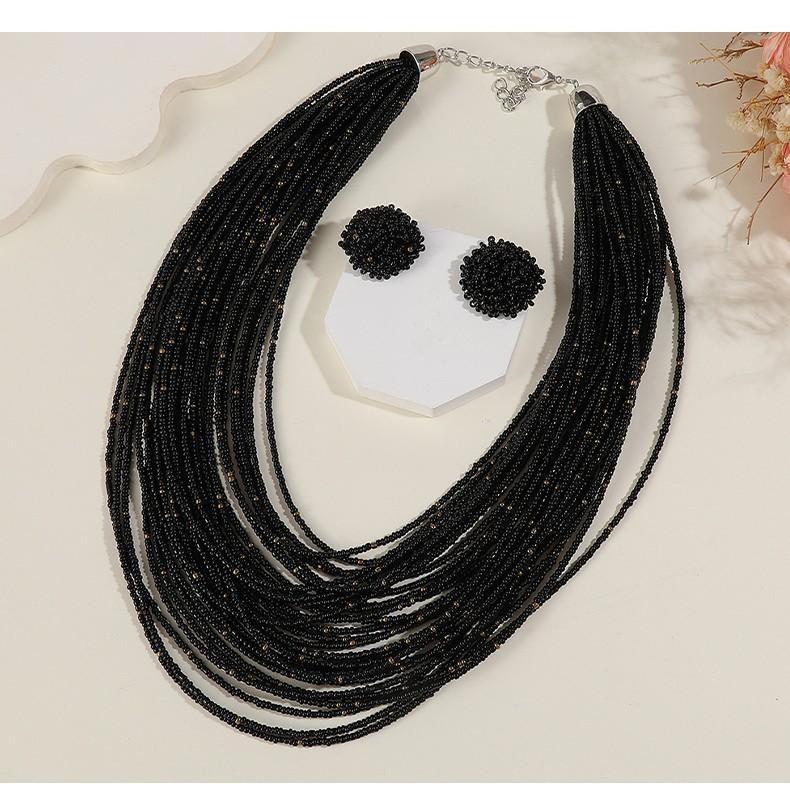 Богемський Багатошаровий Набір Сережок з Рисового Бісеру Ланцюжок для Светра Жіночі Багатошарові Прикраси Ретро Етнічний Стиль