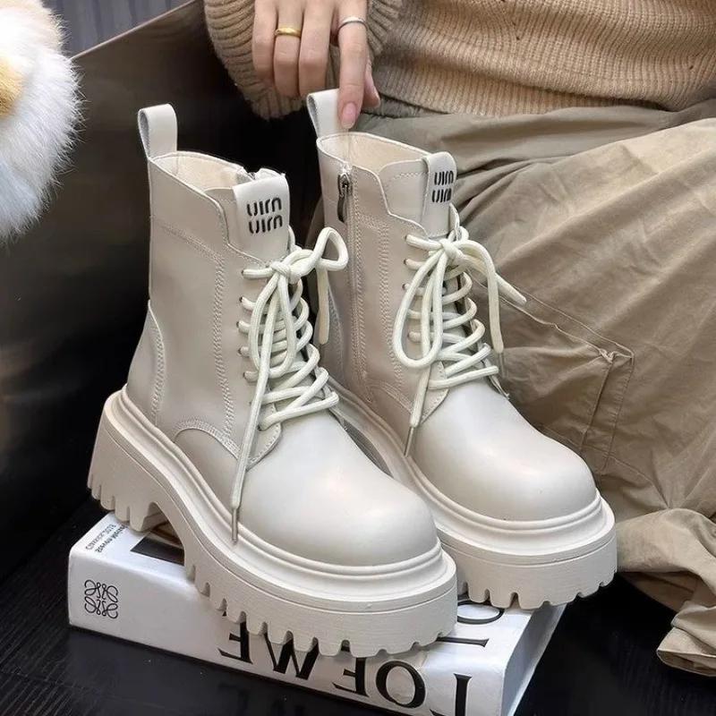 Женские ботинки на толстой подошве в британском стиле — фото 4