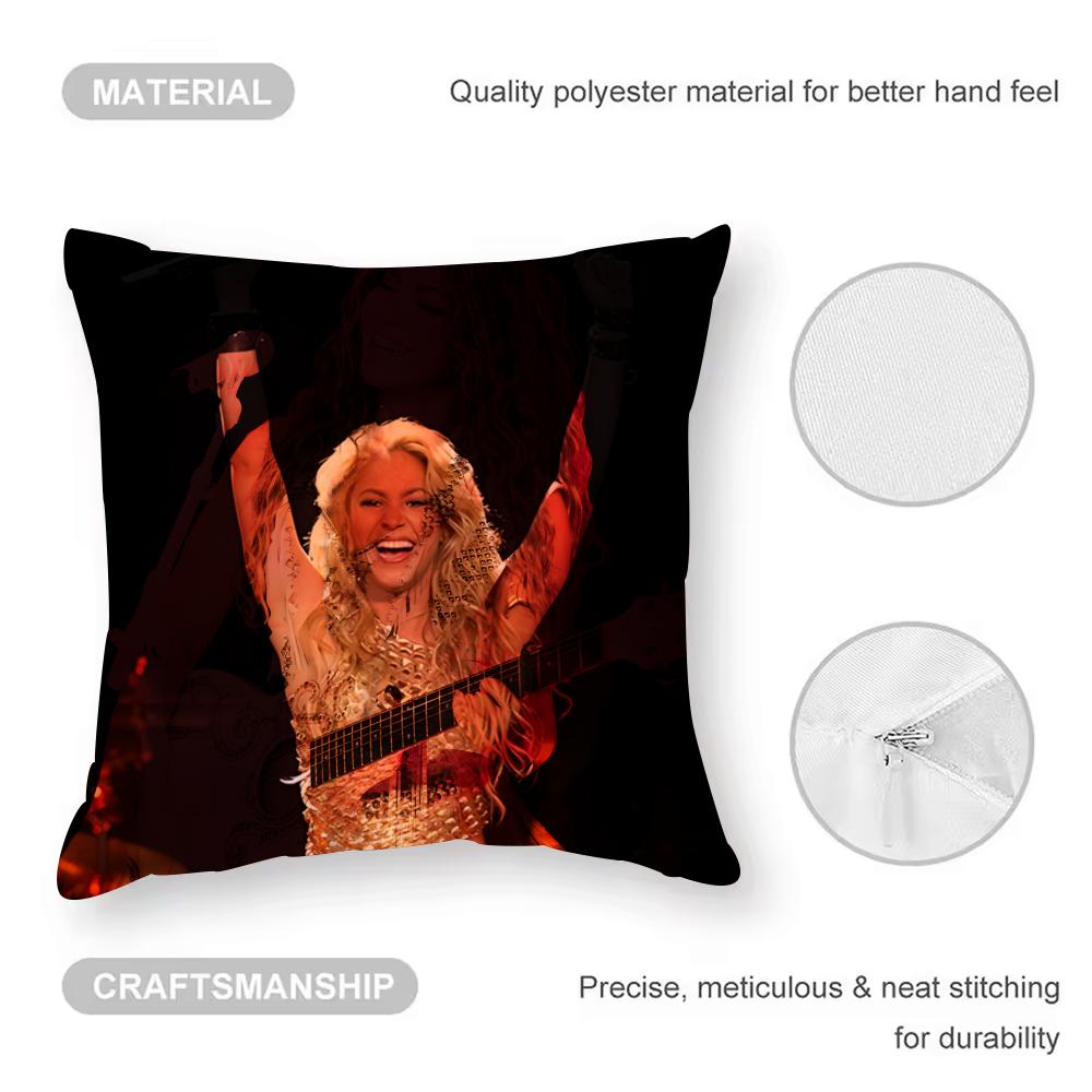 Shakira Cushion Cover Anti-dustmite Pillowcase Invisible Zipper Silky Short Plush Sofa Cushion Cover