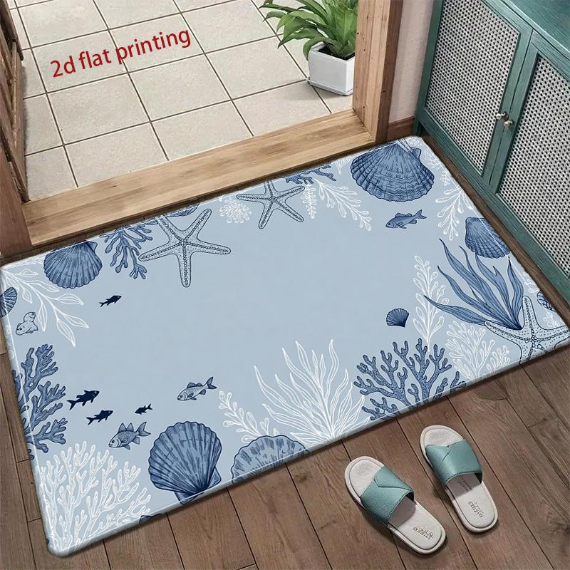 Seaside Shells Pattern Mat Living Room Decoration Home Sofa Non-Slip Carpet Study Bedroom Tatami Children'S Soft Floor Mat