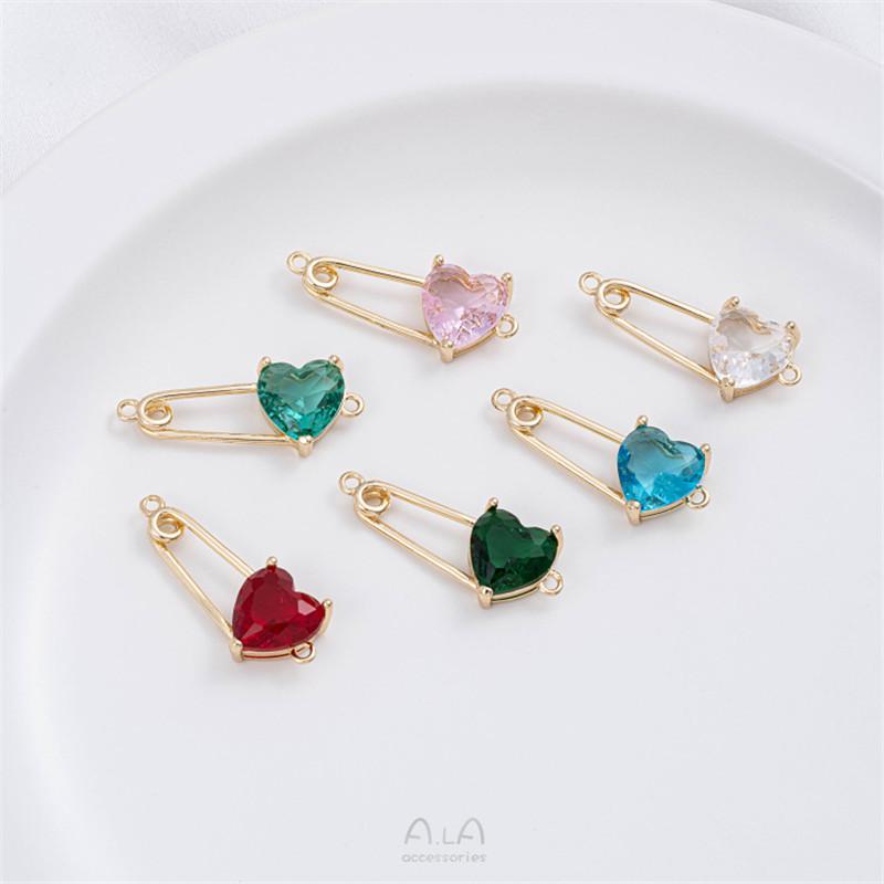 

14K Gold-filled Heart Crystal Zircon Brooch & Dangle Jewelry Set