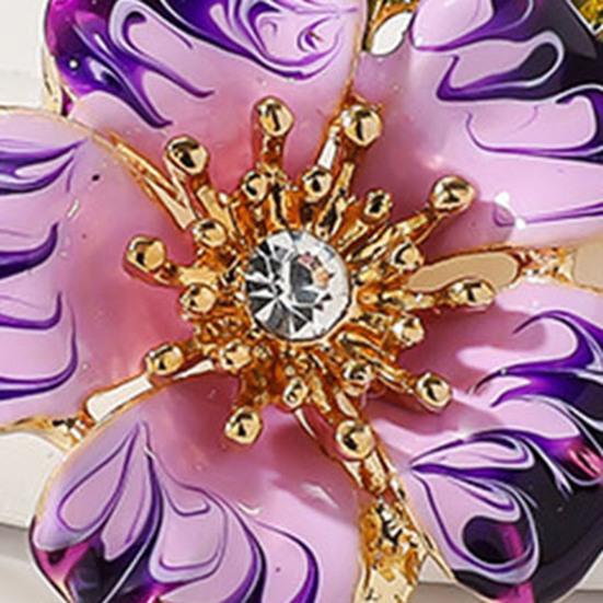 Women Brooch Enamel Flower Dripping Oil Anti-slip Wear-resistant Suit Coat Collar Hat Scarf Decoration Clothes Pin Prom Party Garment Jewelry