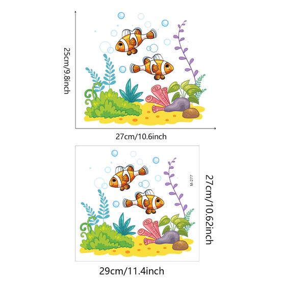 Sea Fish Seaweed Pattern Toilet Decal Waterproof Wall Sticker for Home Bathroom