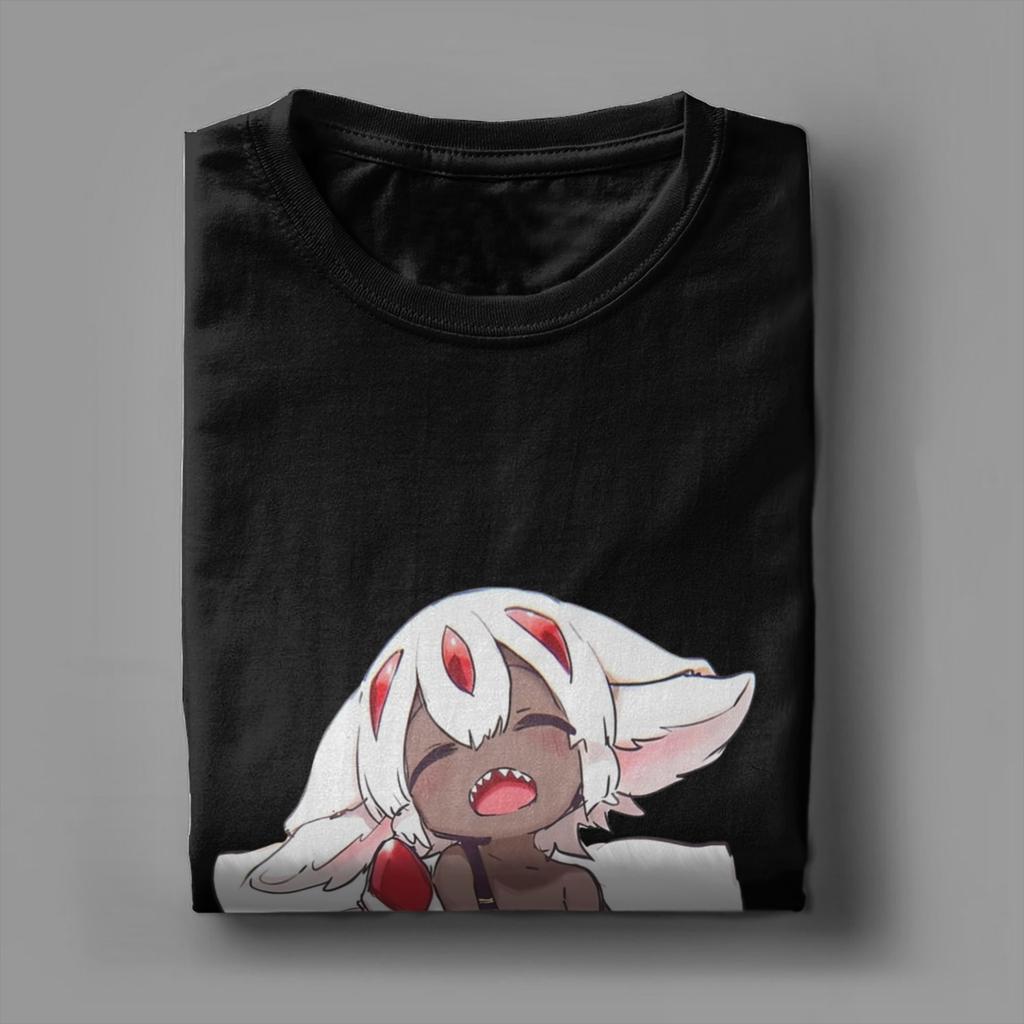 Herren T-Shirt Made in Abyss Vintage Baumwoll-T-Shirt Kurzarm Faputa T-Shirts Rundhals Kleidung Geburtstagsgeschenk