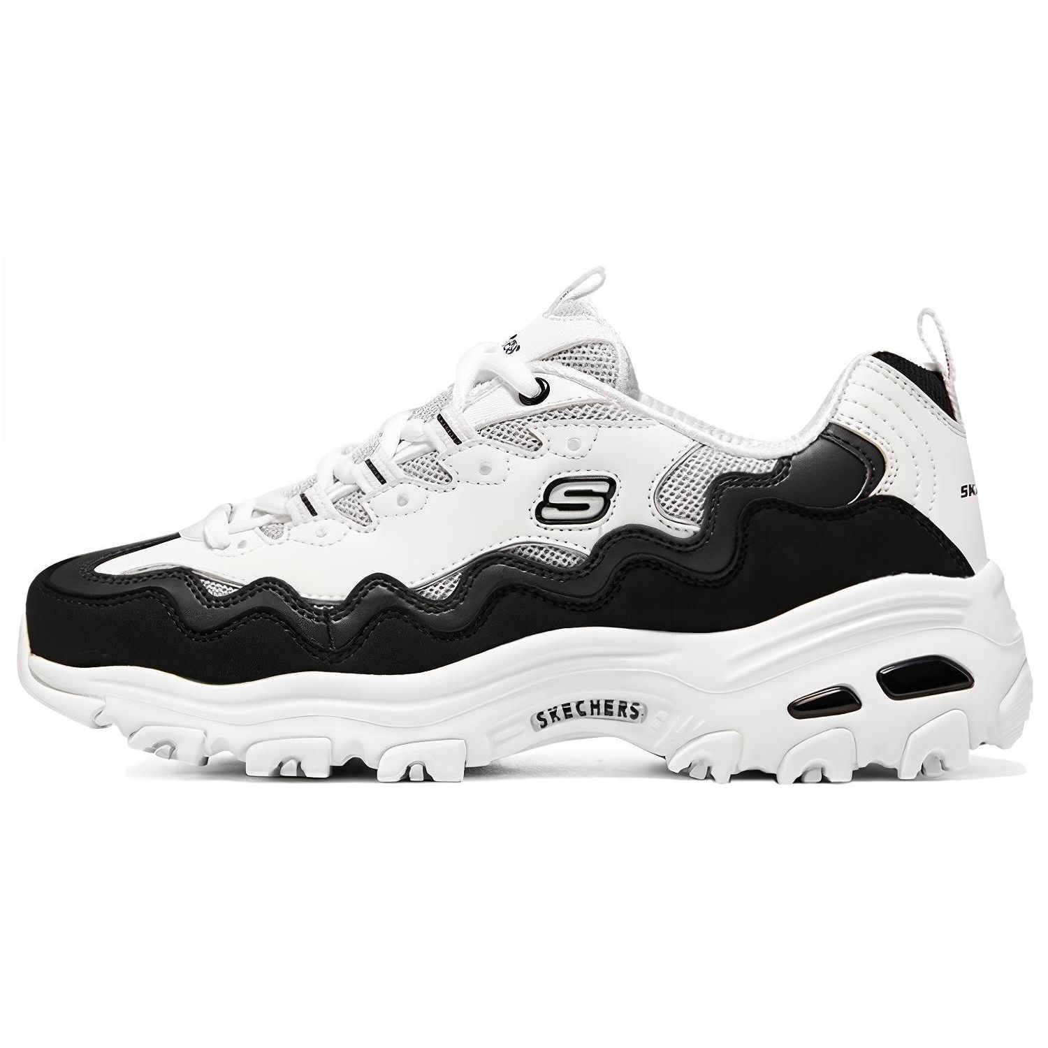 Skechers DLites 1.0 Lace-Up Durable Low-Top Dad Sneakers Women sneakers Black White 149792-WBK 36