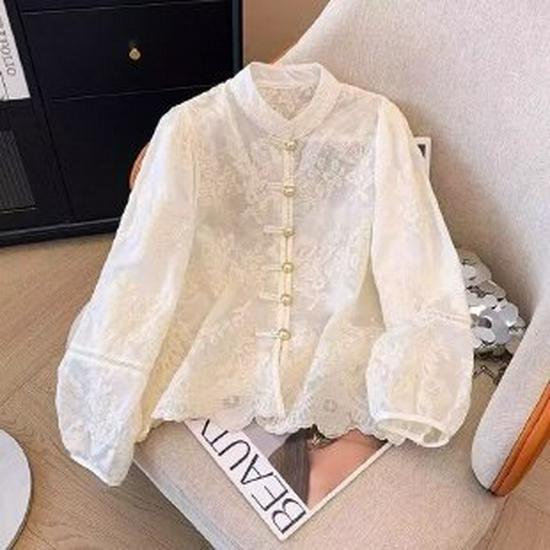 

Elegant Spring Long-Sleeved Top for Mothers - 2026 New Style, Stylish & High-End for Middle-Aged and Elderly Women Large off білий колір