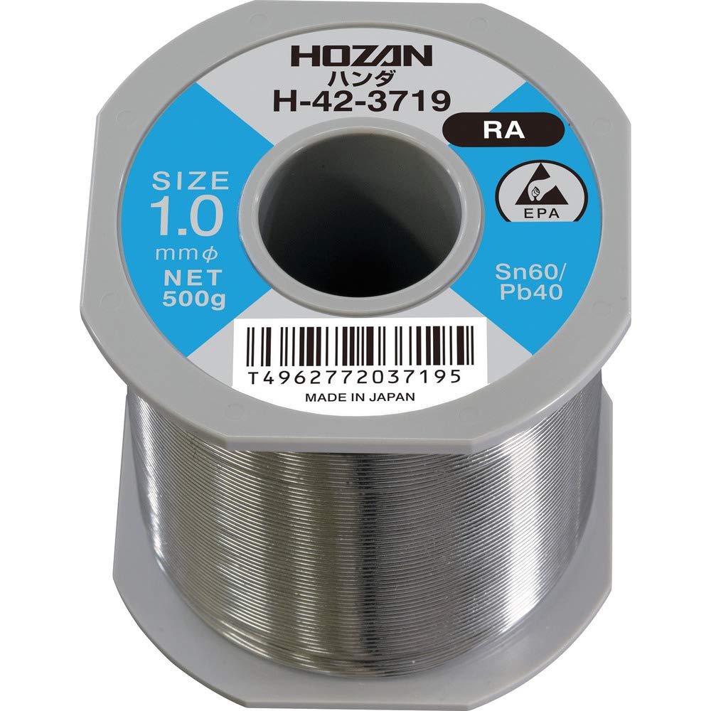 HOZAN Weight Length Wire Diameter Solder, 60% Tin, 40% Lead, 500g, 86m, 1.0mm, H-42-3719